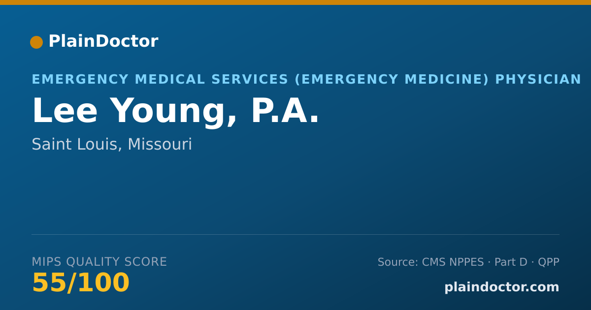 Shareable card for Lee Young, P.A. - Emergency Medical Services (Emergency Medicine) Physician, Saint Louis, MO