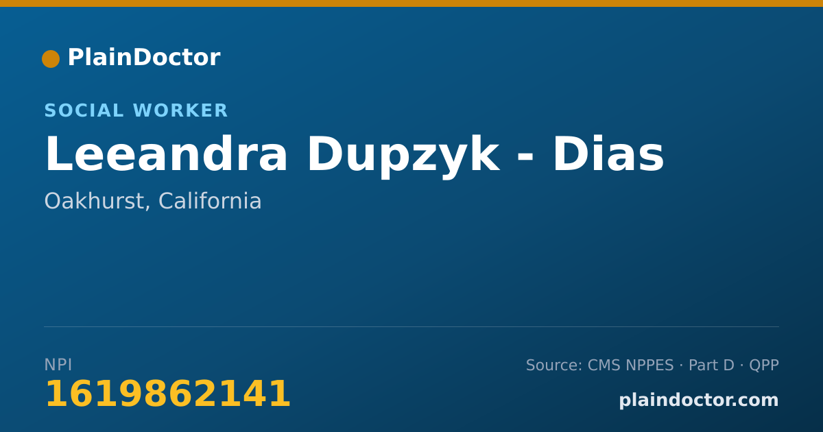 Shareable card for Leeandra Dupzyk - Dias - Social Worker, Oakhurst, CA