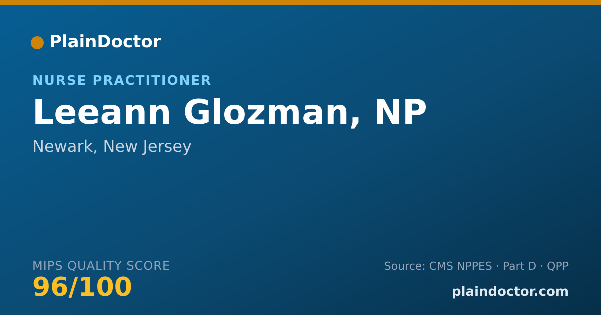 Shareable card for Leeann Glozman, NP - Gerontology Nurse Practitioner, Newark, NJ