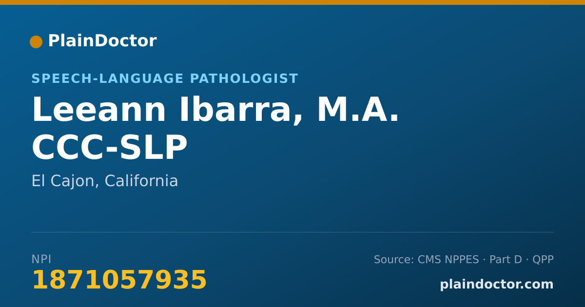 Shareable card for Leeann Ibarra, M.A. CCC-SLP - Speech-Language Pathologist, El Cajon, CA
