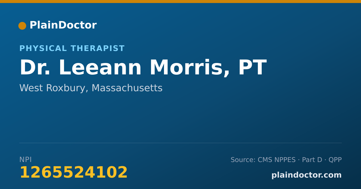 Shareable card for Leeann Morris, PT - Physical Therapist, West Roxbury, MA