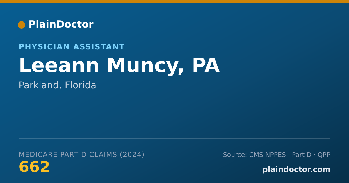 Shareable card for Leeann Muncy, PA - Physician Assistant, Parkland, FL