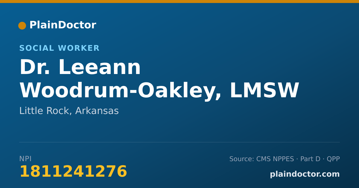 Shareable card for Leeann Woodrum-Oakley, LMSW - Social Worker, Little Rock, AR