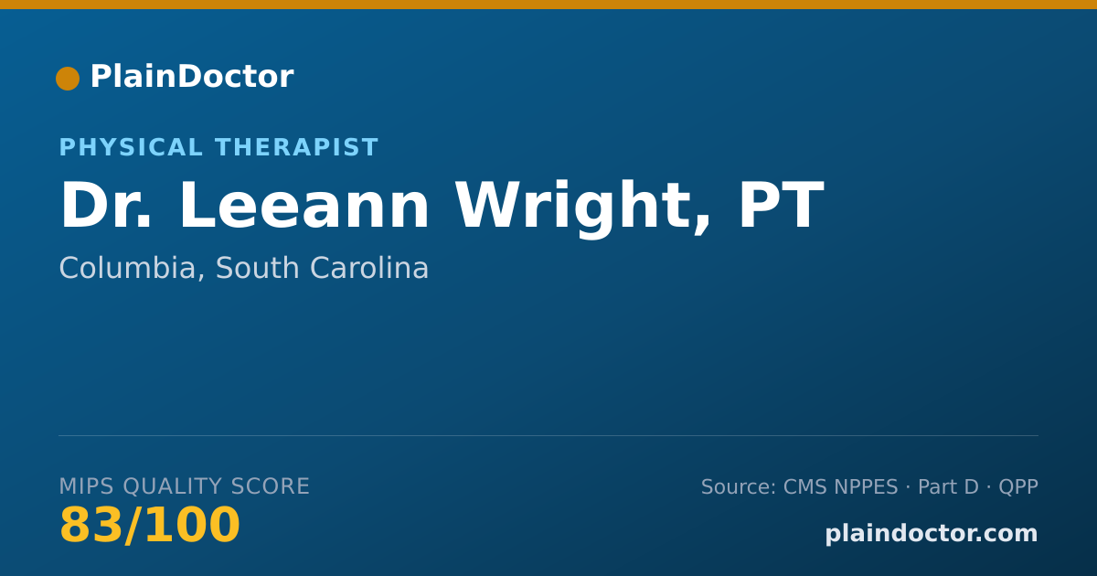 Shareable card for Leeann Wright, PT - Physical Therapist, Columbia, SC