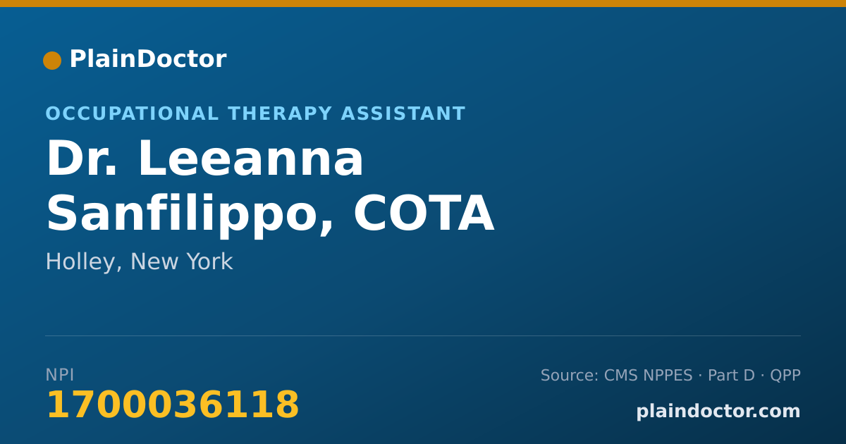 Shareable card for Leeanna Sanfilippo, COTA - Occupational Therapy Assistant, Holley, NY