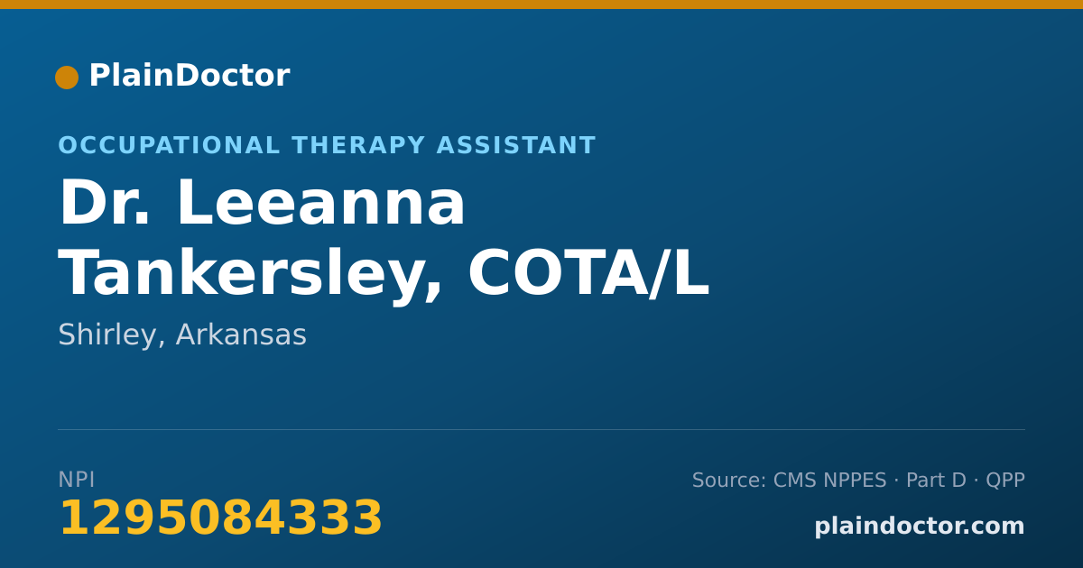 Shareable card for Leeanna Tankersley, COTA/L - Occupational Therapy Assistant, Shirley, AR