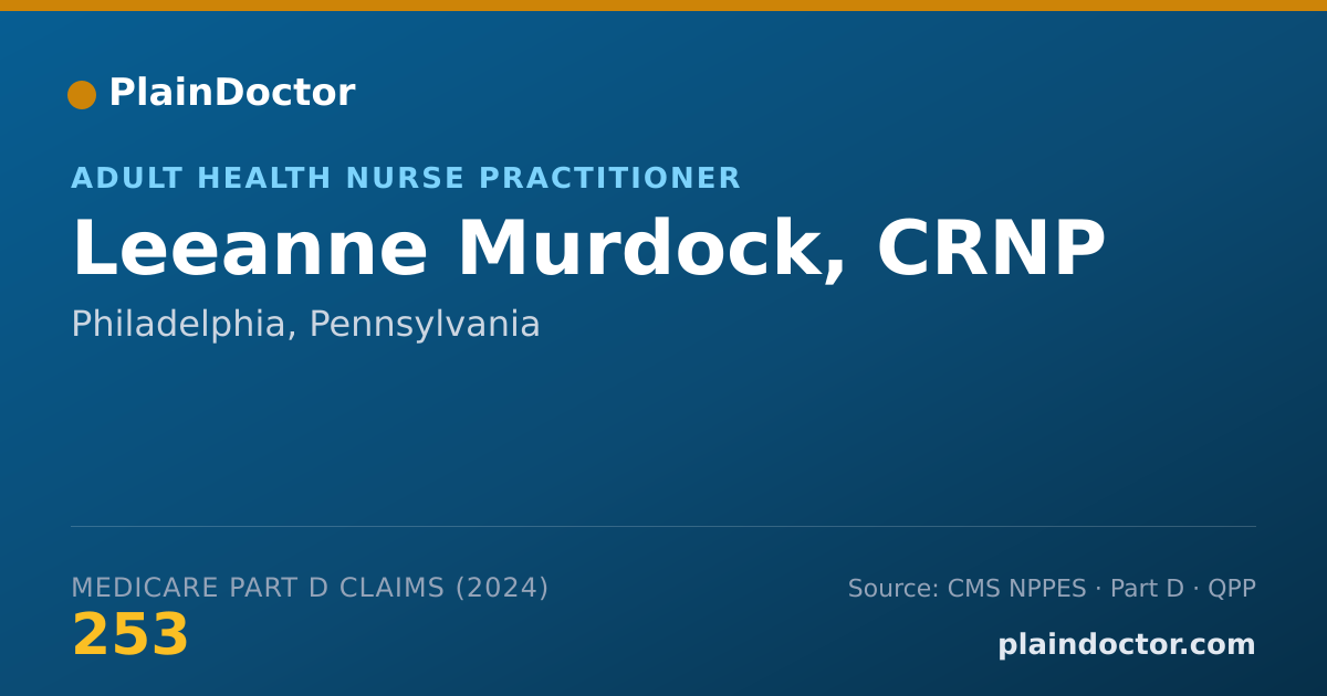 Shareable card for Leeanne Murdock, CRNP - Adult Health Nurse Practitioner, Philadelphia, PA
