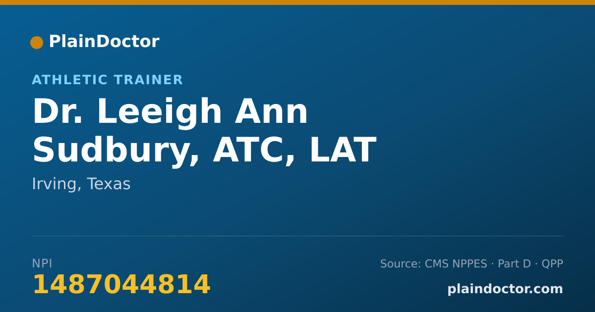 Shareable card for Leeigh Ann Sudbury, ATC, LAT - Athletic Trainer, Irving, TX