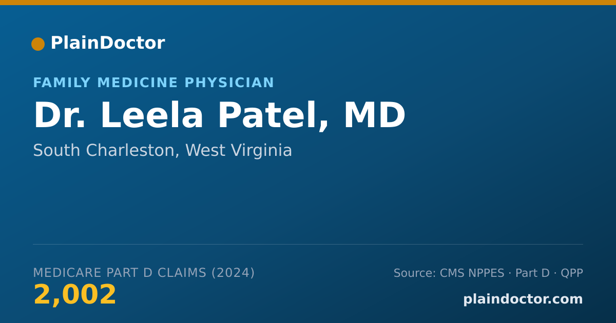 Shareable card for Leela Patel, MD - Family Medicine Physician, South Charleston, WV