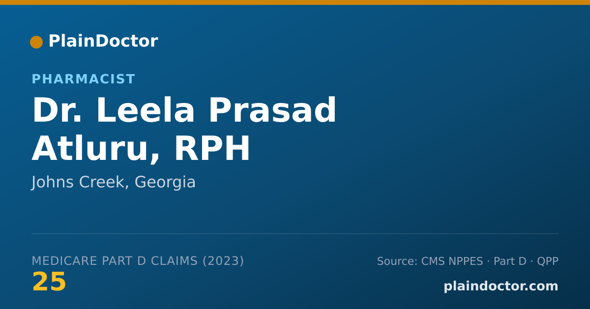 Shareable card for Leela Prasad Atluru, RPH - Pharmacist, Johns Creek, GA
