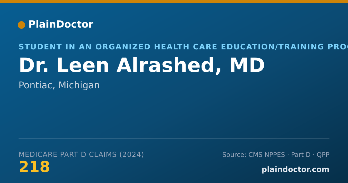 Shareable card for Leen Alrashed, MD - Student in an Organized Health Care Education/Training Program, Pontiac, MI