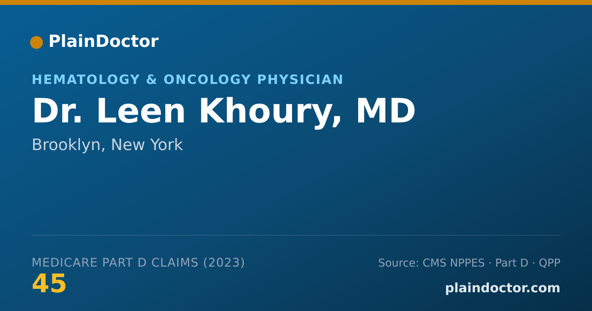 Shareable card for Leen Khoury, MD - Hematology & Oncology Physician, Brooklyn, NY
