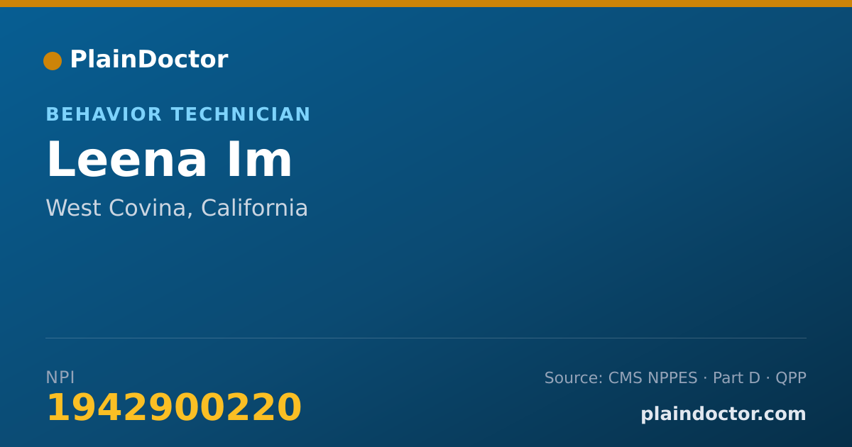 Shareable card for Leena Im - Behavior Technician, West Covina, CA