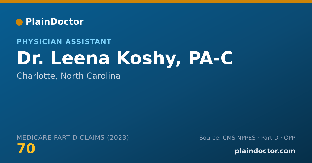 Shareable card for Leena Koshy, PA-C - Physician Assistant, Charlotte, NC