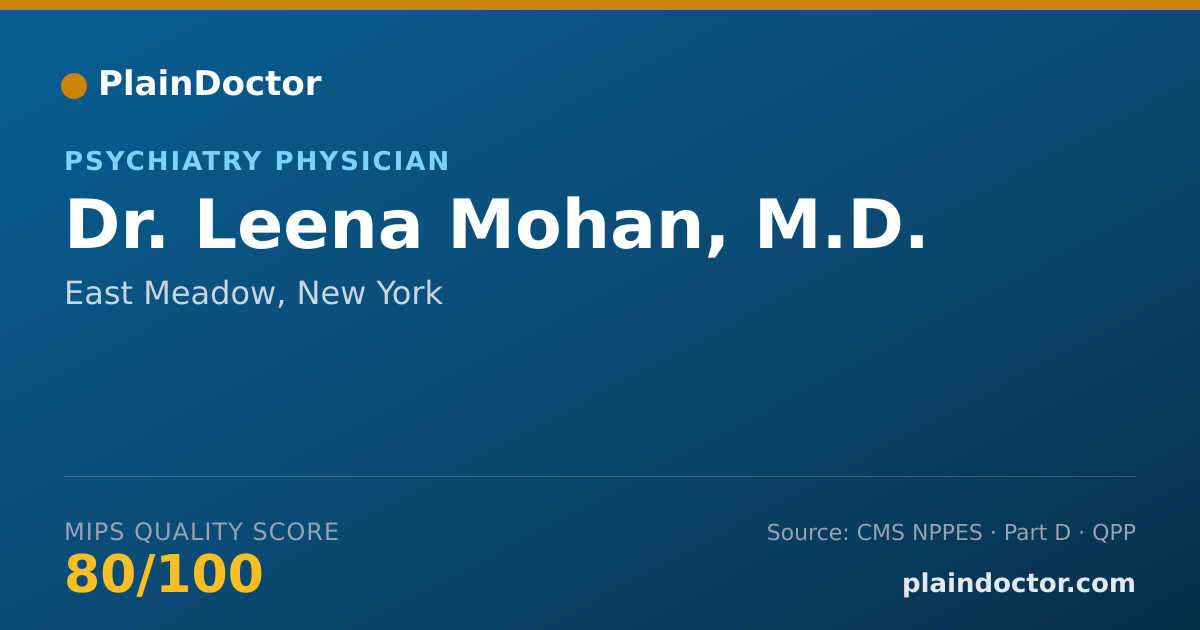 Shareable card for Leena Mohan, M.D. - Child & Adolescent Psychiatry Physician, East Meadow, NY