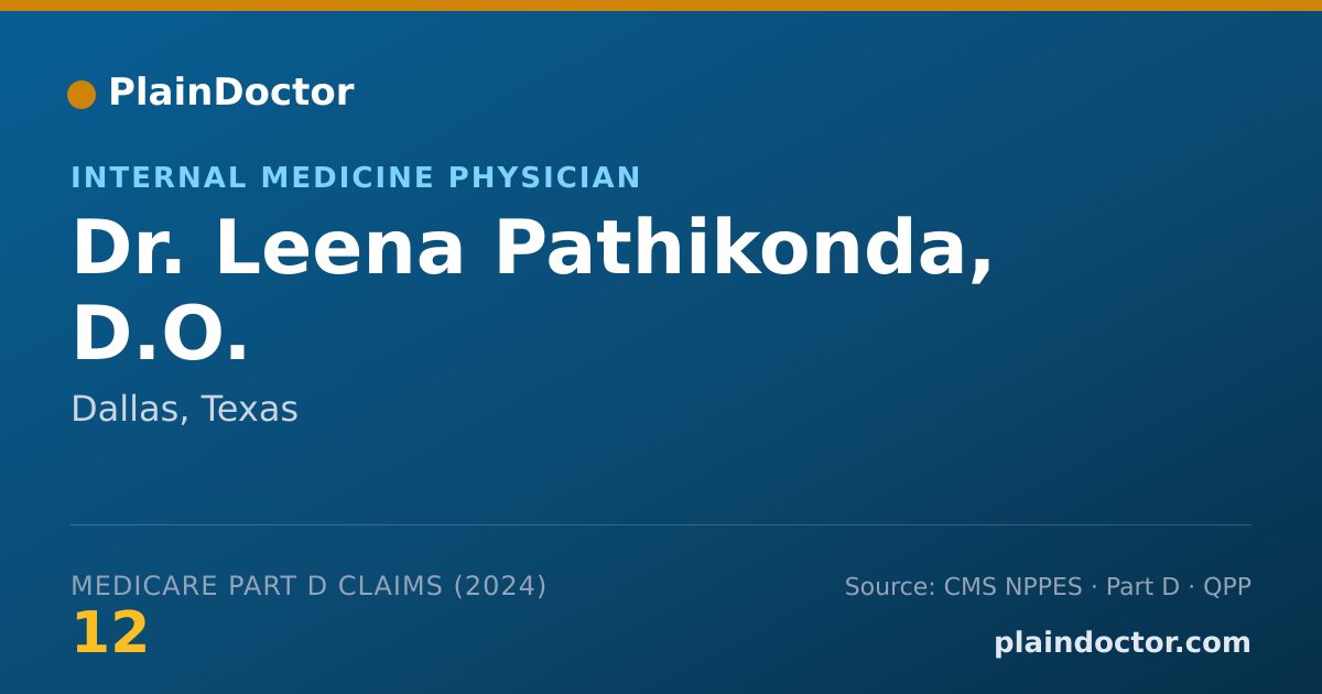 Shareable card for Leena Pathikonda, D.O. - Internal Medicine Physician, Dallas, TX