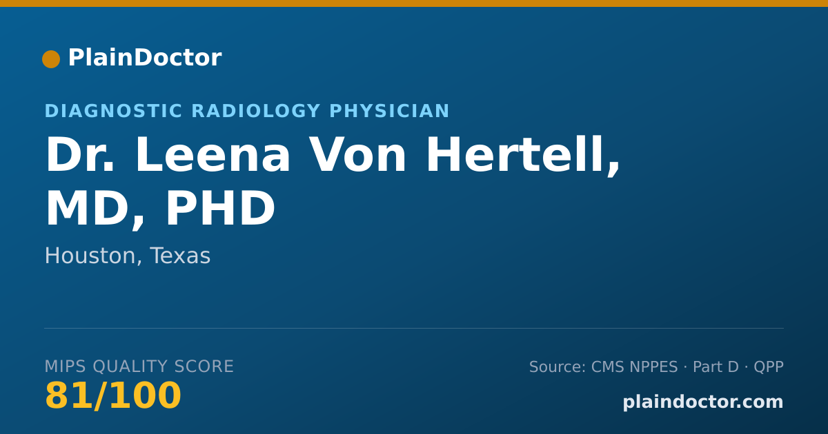 Shareable card for Leena Von Hertell, MD, PHD - Diagnostic Radiology Physician, Houston, TX