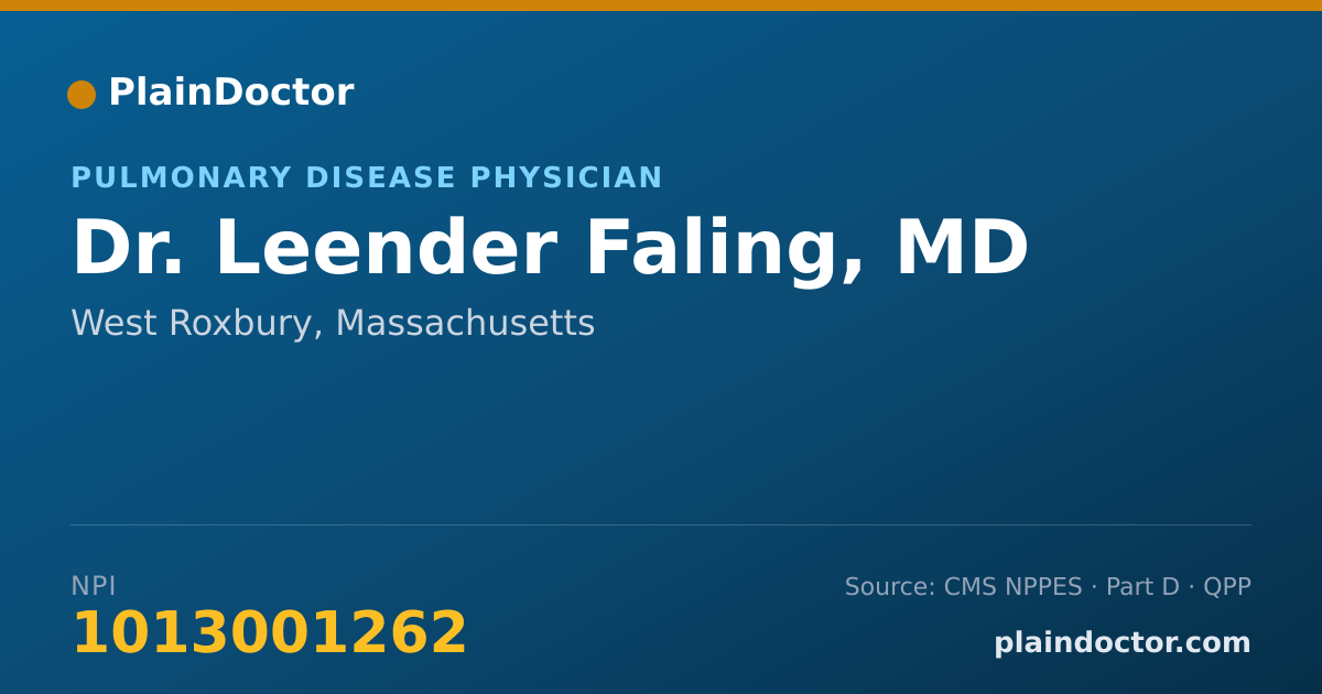 Shareable card for Leender Faling, MD - Pulmonary Disease Physician, West Roxbury, MA