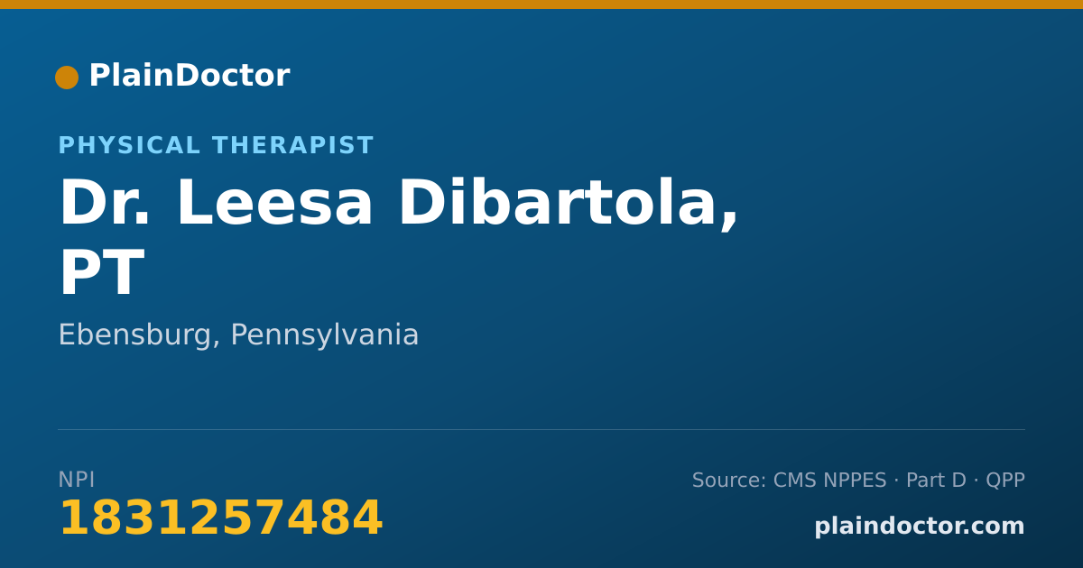 Shareable card for Leesa Dibartola, PT - Physical Therapist, Ebensburg, PA