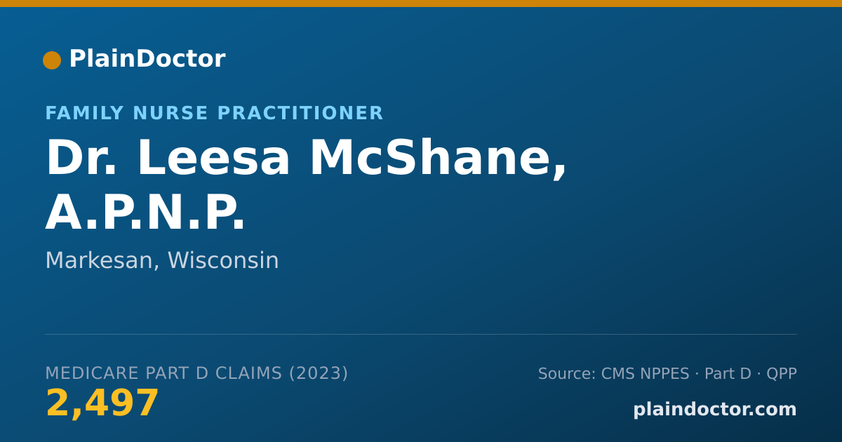 Shareable card for Leesa McShane, A.P.N.P. - Family Nurse Practitioner, Markesan, WI
