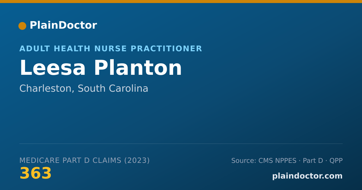 Shareable card for Leesa Planton - Adult Health Nurse Practitioner, Charleston, SC