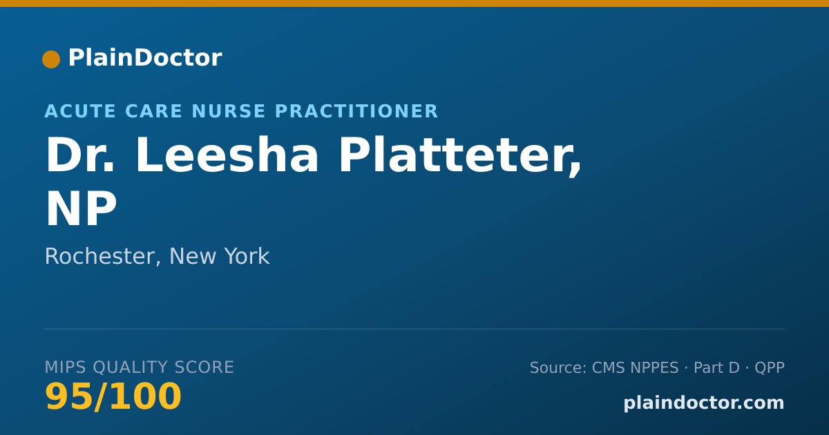 Shareable card for Leesha Platteter, NP - Acute Care Nurse Practitioner, Rochester, NY
