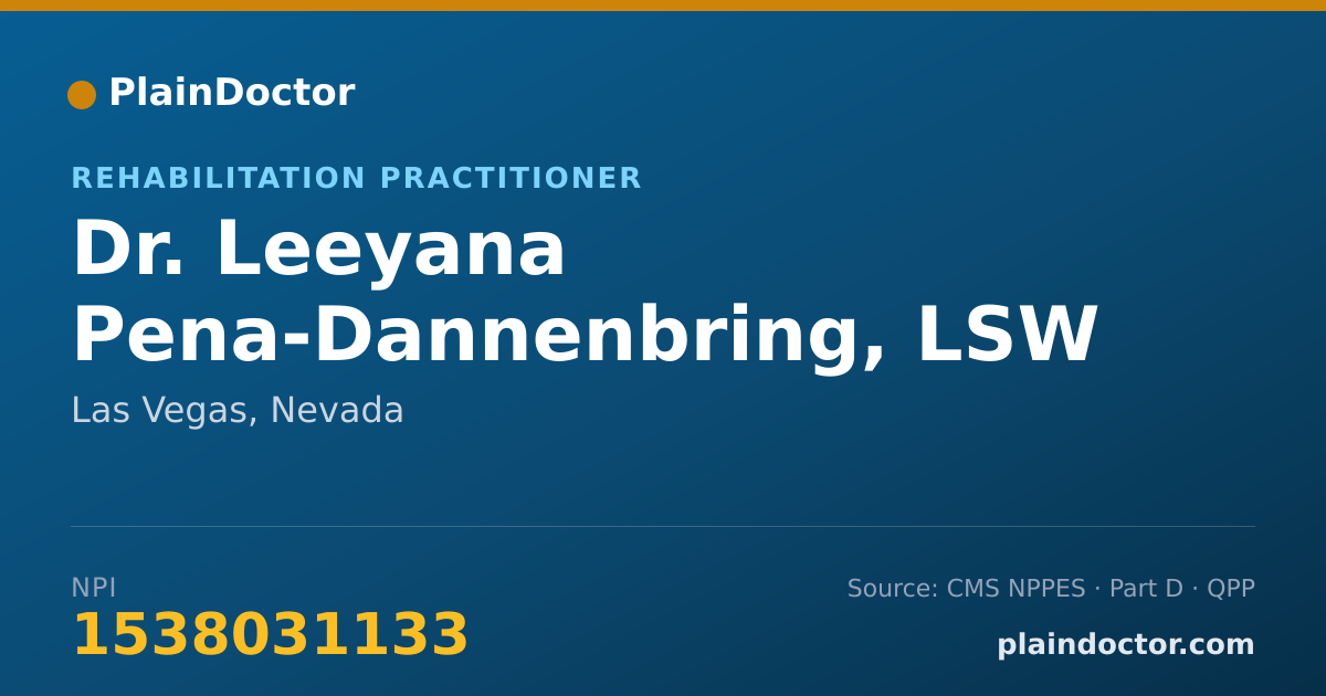 Shareable card for Leeyana Pena-Dannenbring, LSW - Rehabilitation Practitioner, Las Vegas, NV