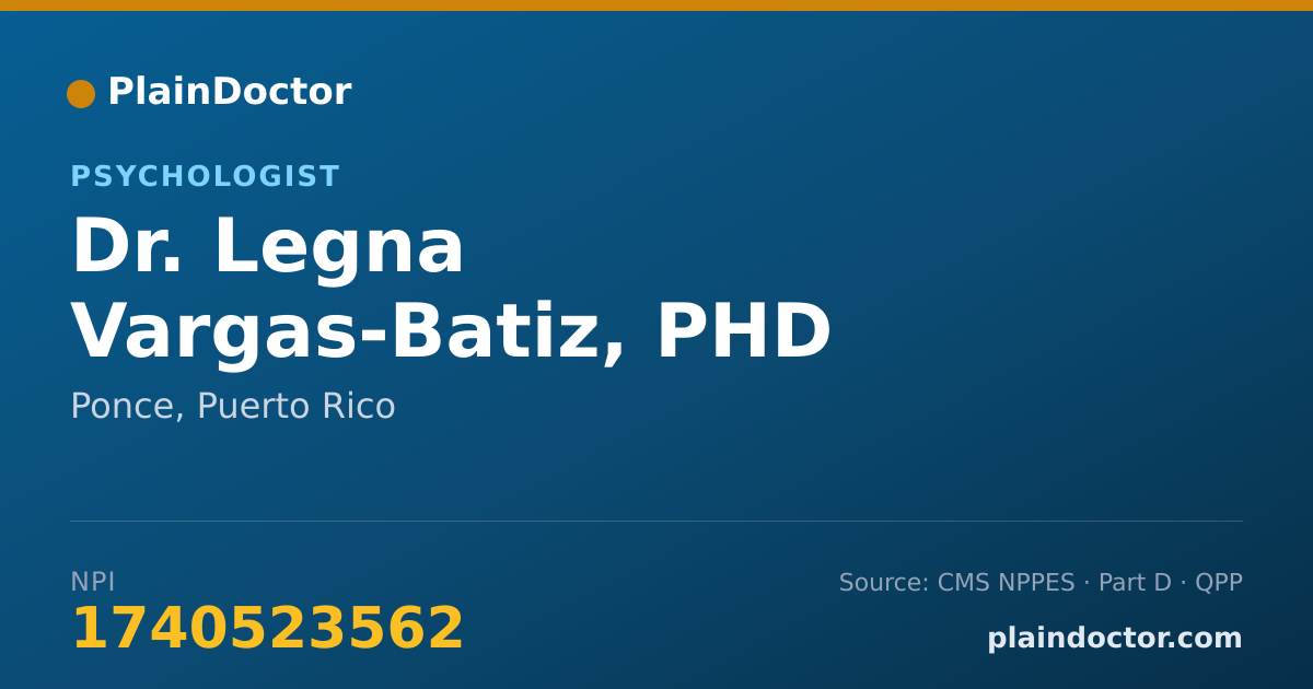 Shareable card for Legna Vargas-Batiz, PHD - Psychologist, Ponce, PR