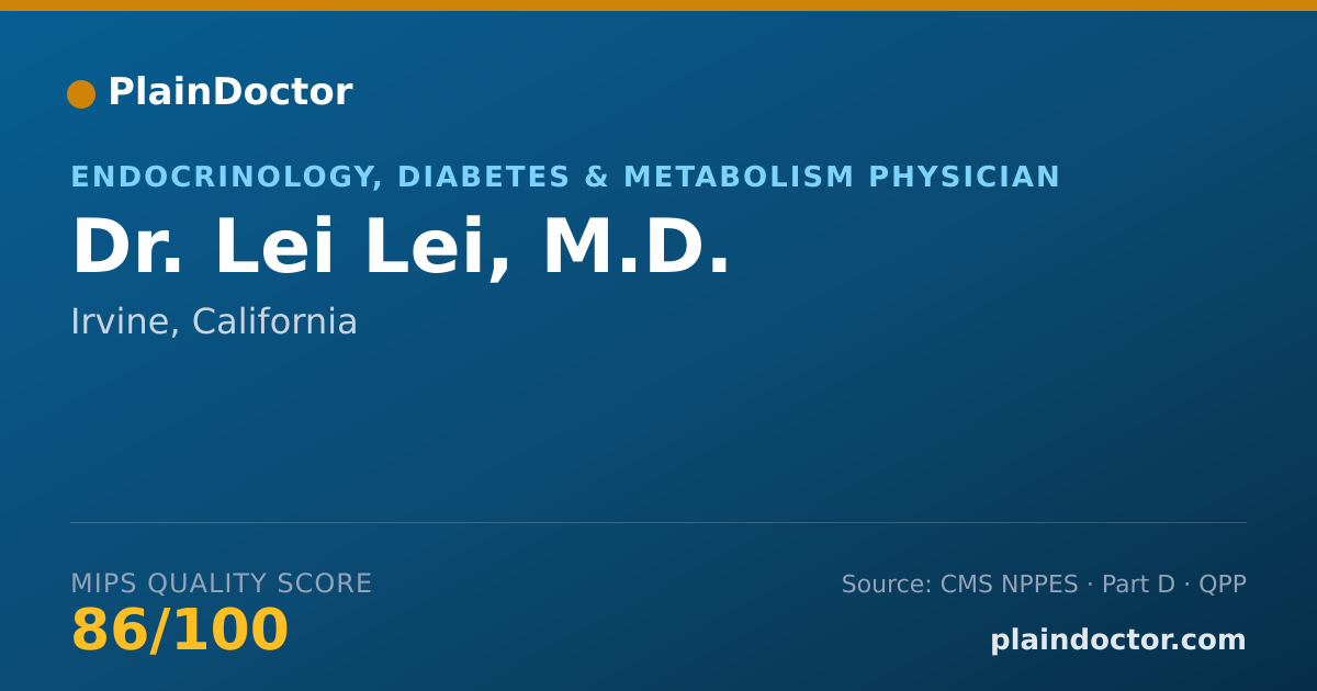 Shareable card for Lei Lei, M.D. - Endocrinology, Diabetes & Metabolism Physician, Irvine, CA