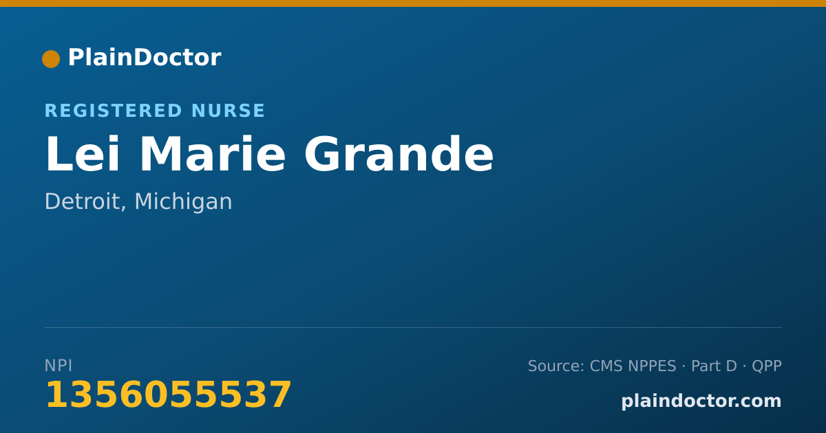 Shareable card for Lei Marie Grande - Registered Nurse, Detroit, MI