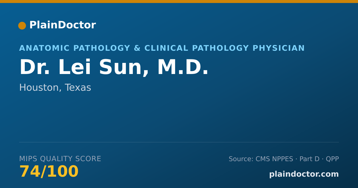 Shareable card for Lei Sun, M.D. - Anatomic Pathology & Clinical Pathology Physician, Houston, TX