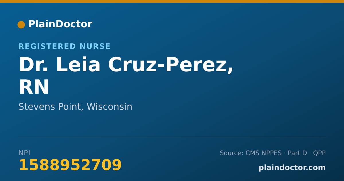 Shareable card for Leia Cruz-Perez, RN - Registered Nurse, Stevens Point, WI