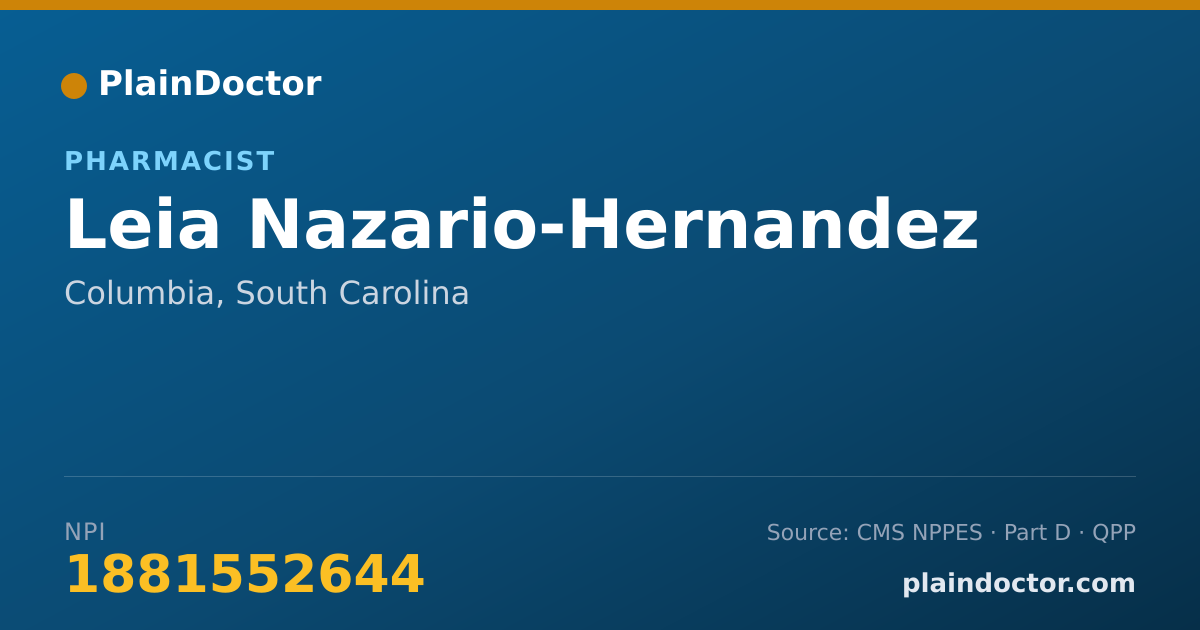 Shareable card for Leia Nazario-Hernandez - Pharmacist, Columbia, SC