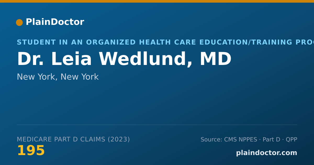 Shareable card for Leia Wedlund, MD - Student in an Organized Health Care Education/Training Program, New York, NY