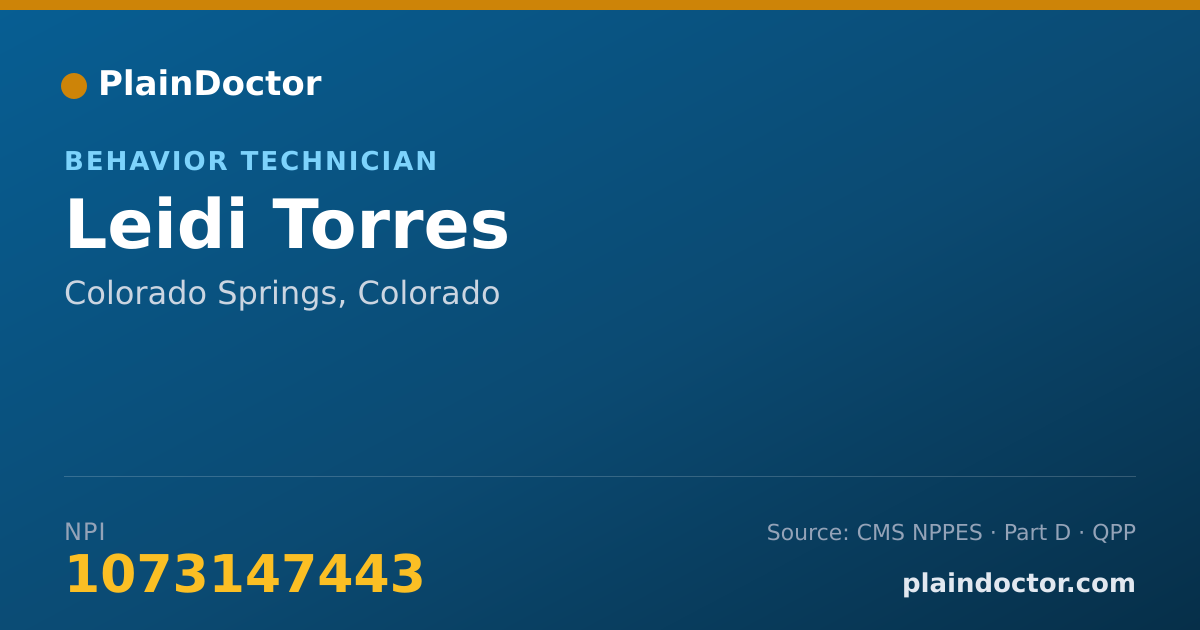 Shareable card for Leidi Torres - Behavior Technician, Colorado Springs, CO