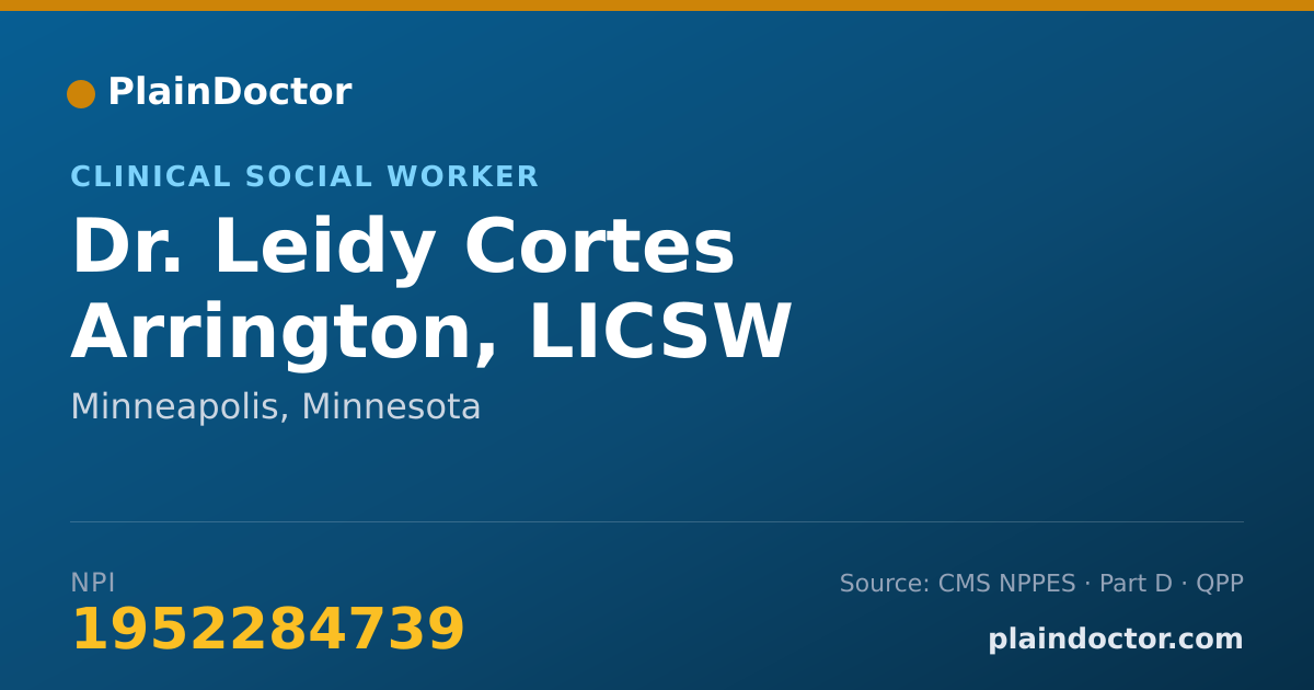 Shareable card for Leidy Cortes Arrington, LICSW - Clinical Social Worker, Minneapolis, MN