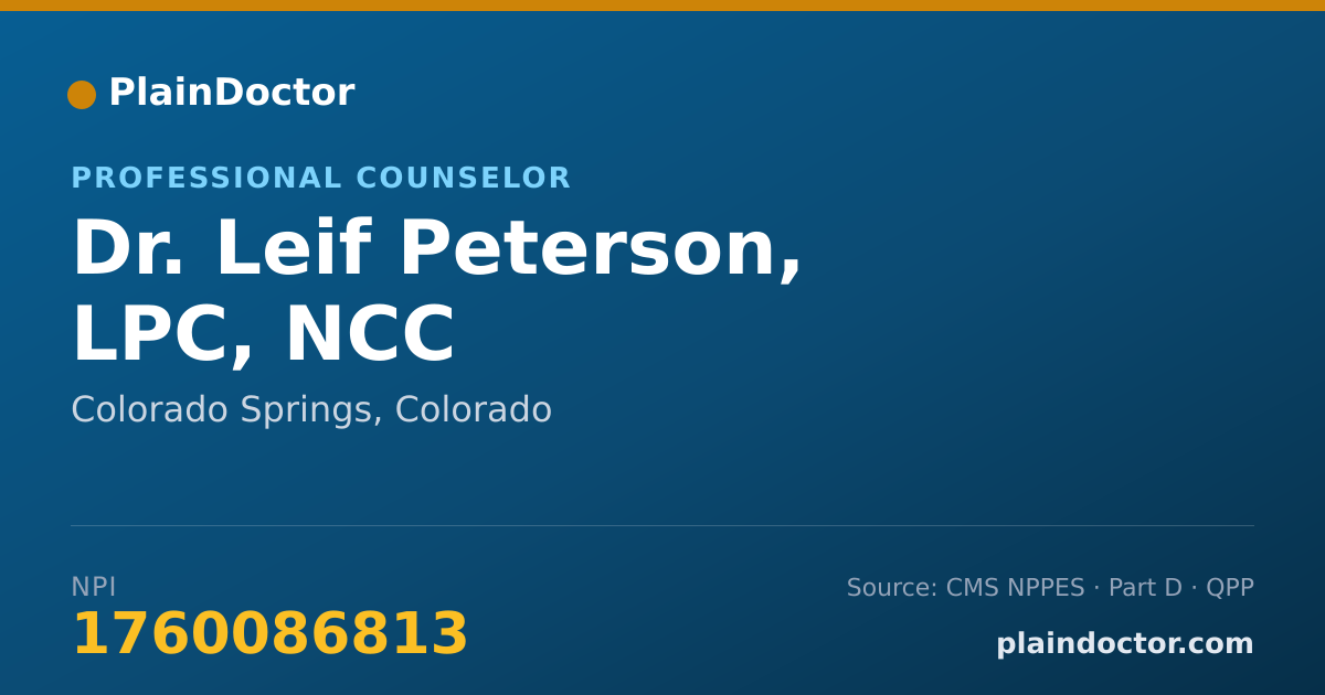 Shareable card for Leif Peterson, LPC, NCC - Professional Counselor, Colorado Springs, CO