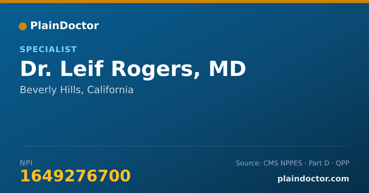Shareable card for Leif Rogers, MD - Specialist, Beverly Hills, CA