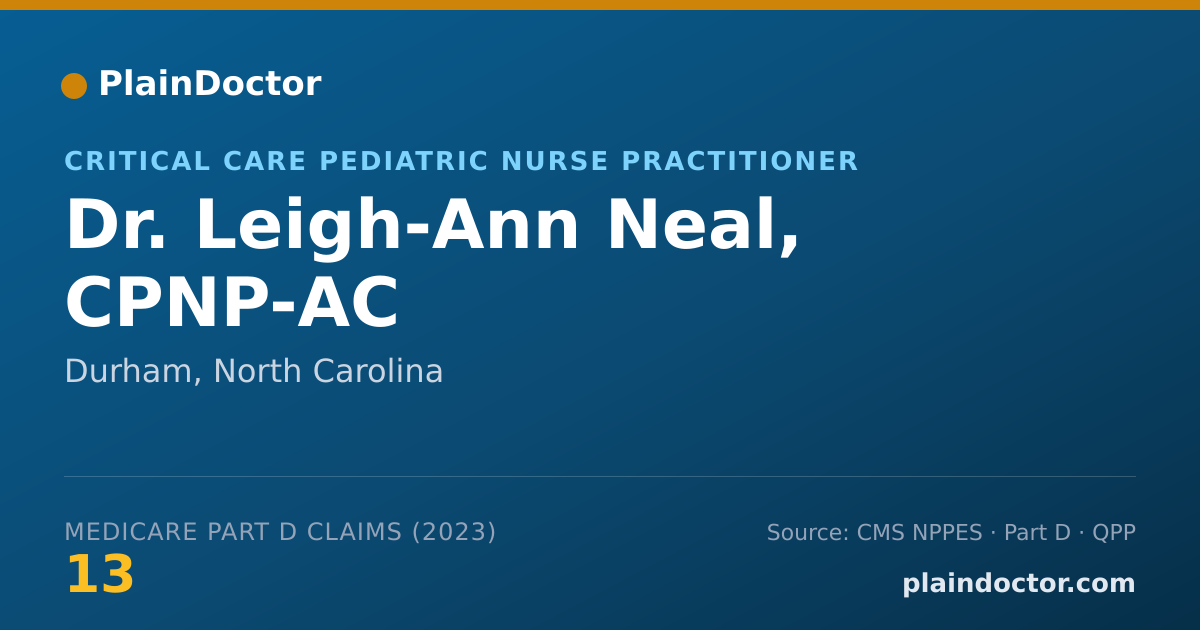 Shareable card for Leigh-Ann Neal, CPNP-AC - Critical Care Pediatric Nurse Practitioner, Durham, NC