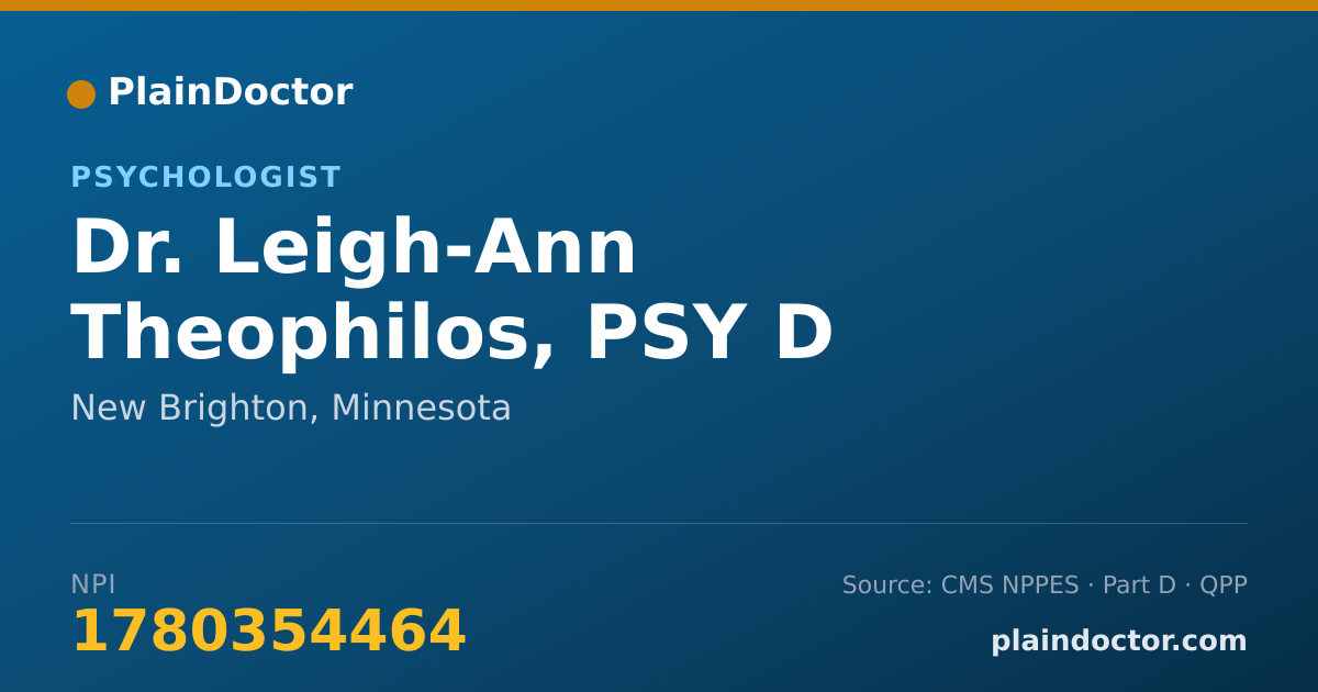 Shareable card for Leigh-Ann Theophilos, PSY D - Psychologist, New Brighton, MN