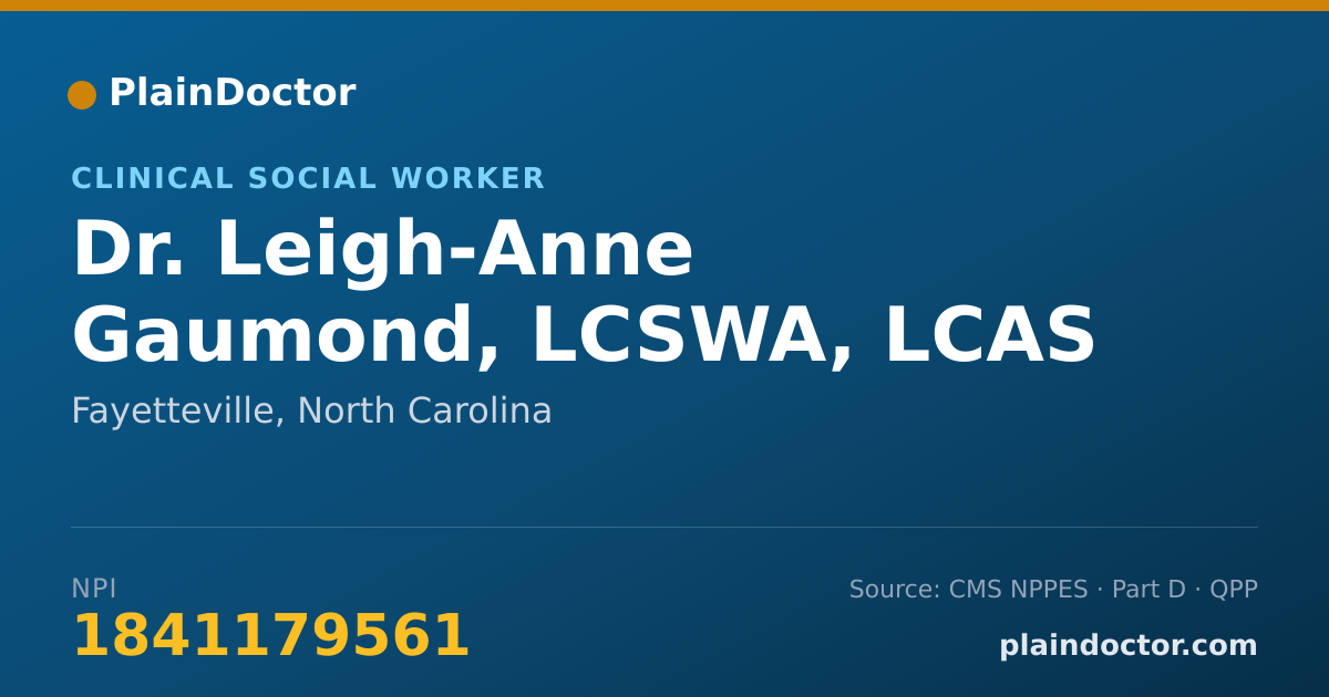 Shareable card for Leigh-Anne Gaumond, LCSWA, LCAS - Clinical Social Worker, Fayetteville, NC