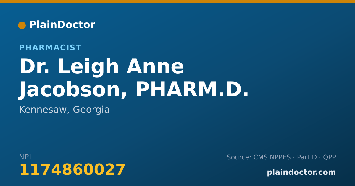 Shareable card for Leigh Anne Jacobson, PHARM.D. - Pharmacist, Kennesaw, GA