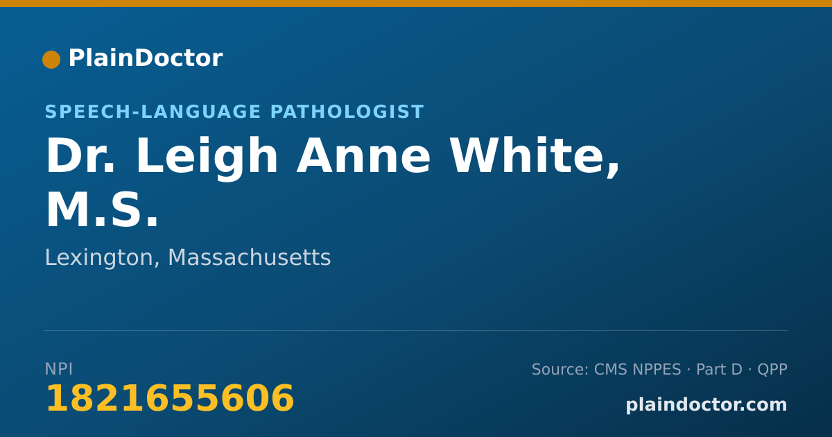 Shareable card for Leigh Anne White, M.S. - Speech-Language Pathologist, Lexington, MA