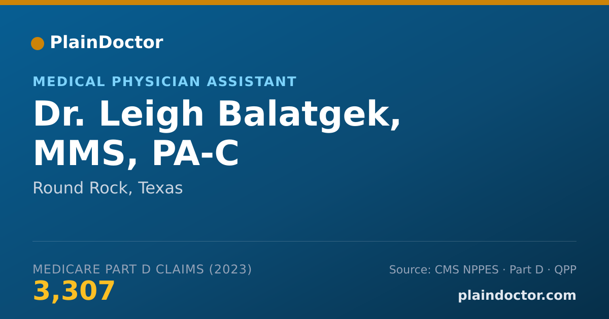 Shareable card for Leigh Balatgek, MMS, PA-C - Medical Physician Assistant, Round Rock, TX