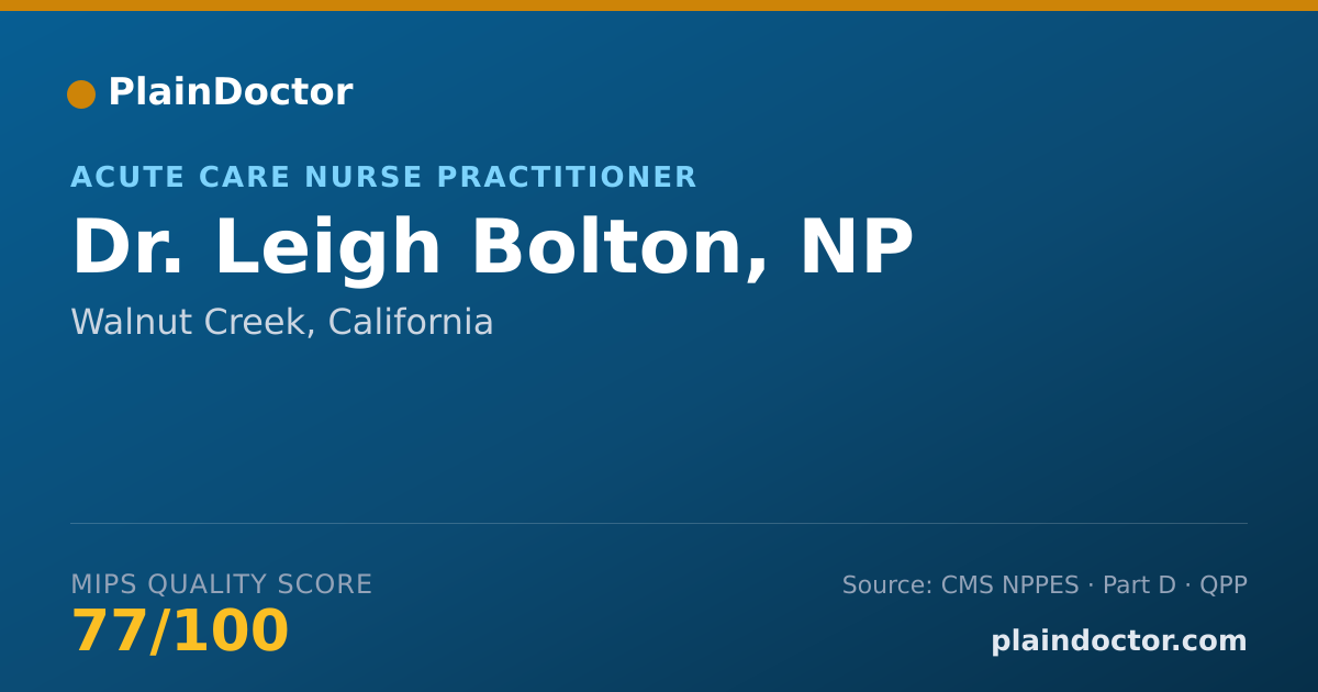 Shareable card for Leigh Bolton, NP - Acute Care Nurse Practitioner, Walnut Creek, CA