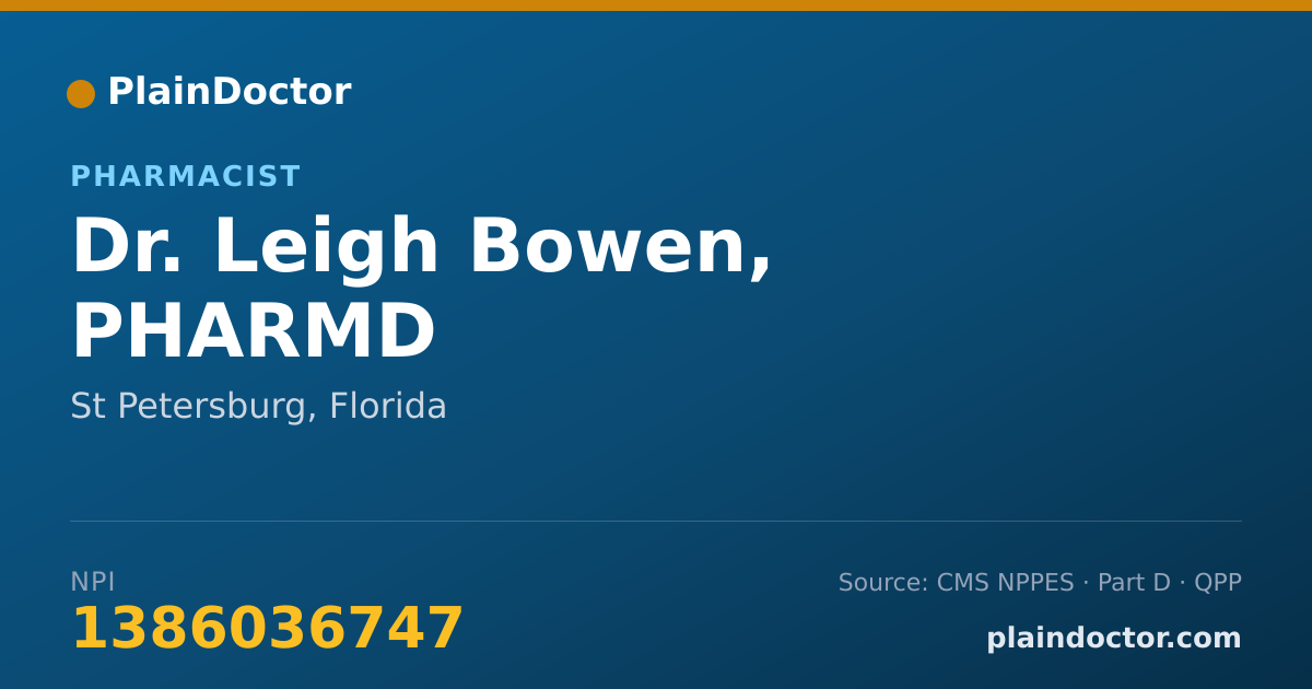 Shareable card for Leigh Bowen, PHARMD - Pharmacist, St Petersburg, FL