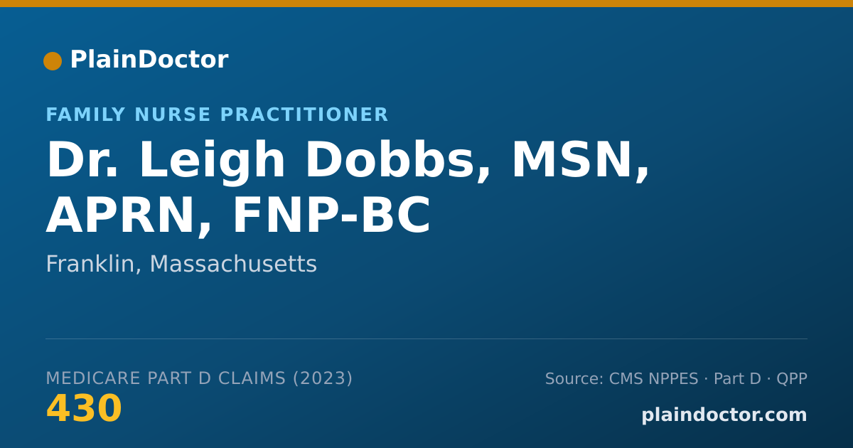Shareable card for Leigh Dobbs, MSN, APRN, FNP-BC - Family Nurse Practitioner, Franklin, MA