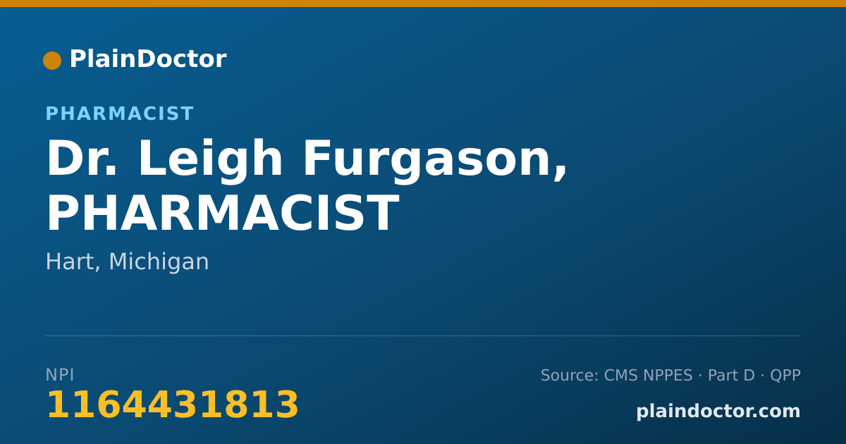 Shareable card for Leigh Furgason, PHARMACIST - Pharmacist, Hart, MI