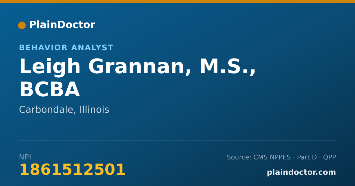 Shareable card for Leigh Grannan, M.S., BCBA - Behavior Analyst, Carbondale, IL