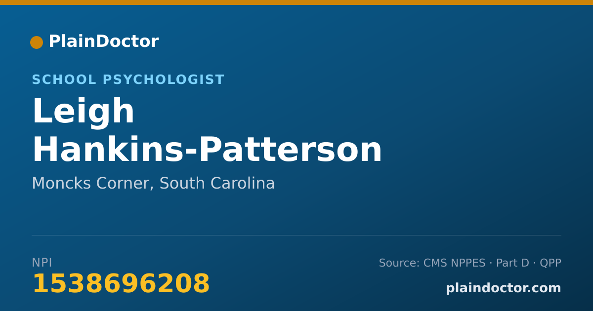 Shareable card for Leigh Hankins-Patterson - School Psychologist, Moncks Corner, SC